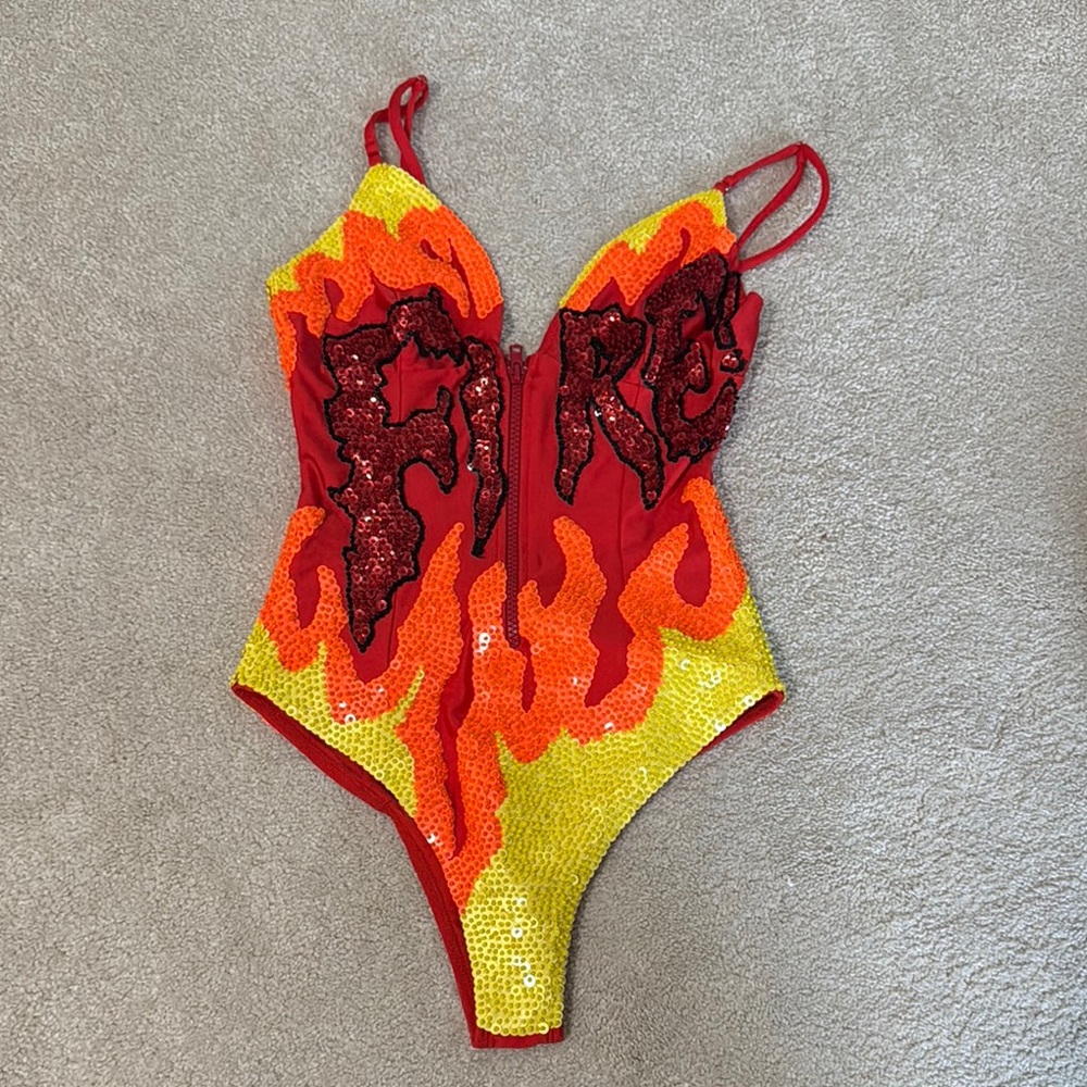 Sequin Flame One Piece Swimsuit